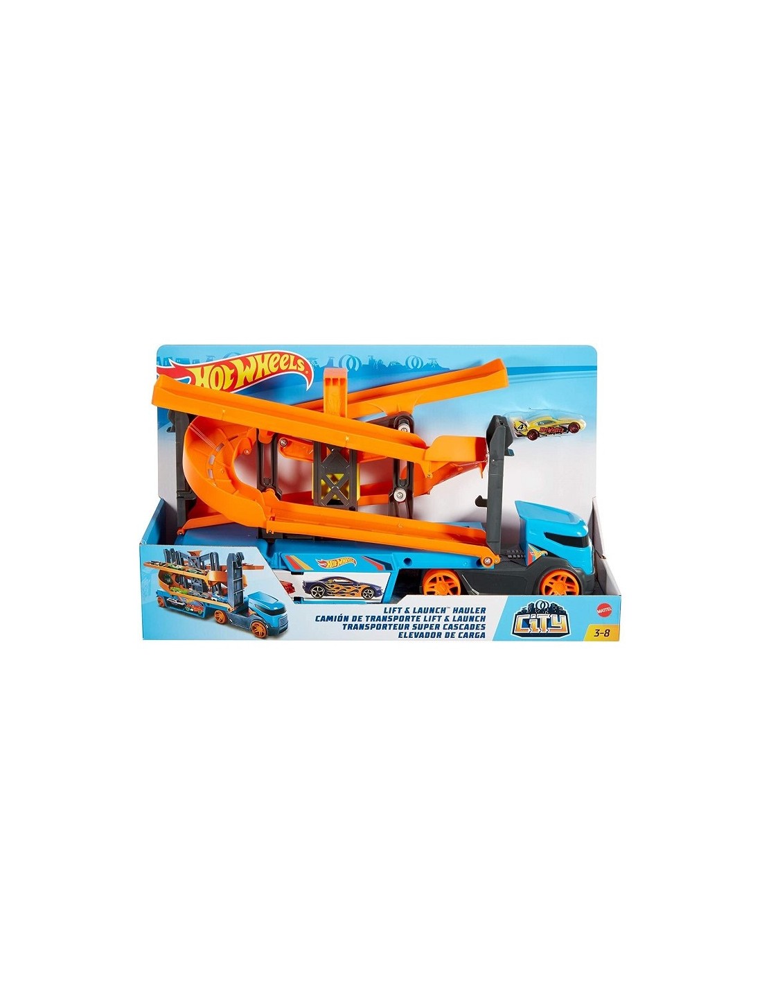 HOT WHEELS CAMION CON PISTA LANCIATORE+1 AUTO